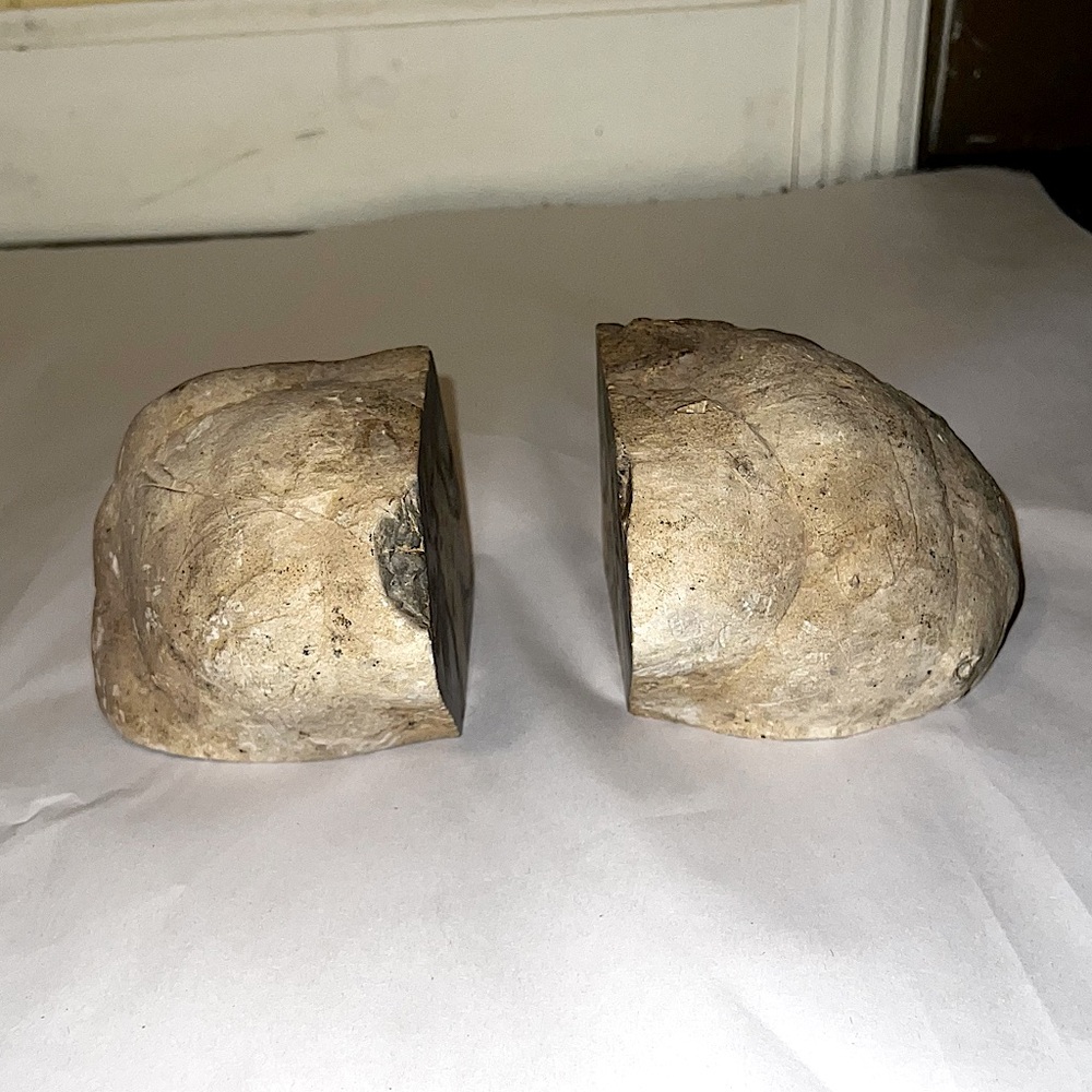Vintage Set Large Septarian Stone Natural Bookend Decor Dragons Egg RARE FIND - Picture 10 of 14